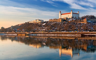 A view of Bratislava Castle from the river, Slovakia A view of Bratislava Castle from the river, Slovakia
